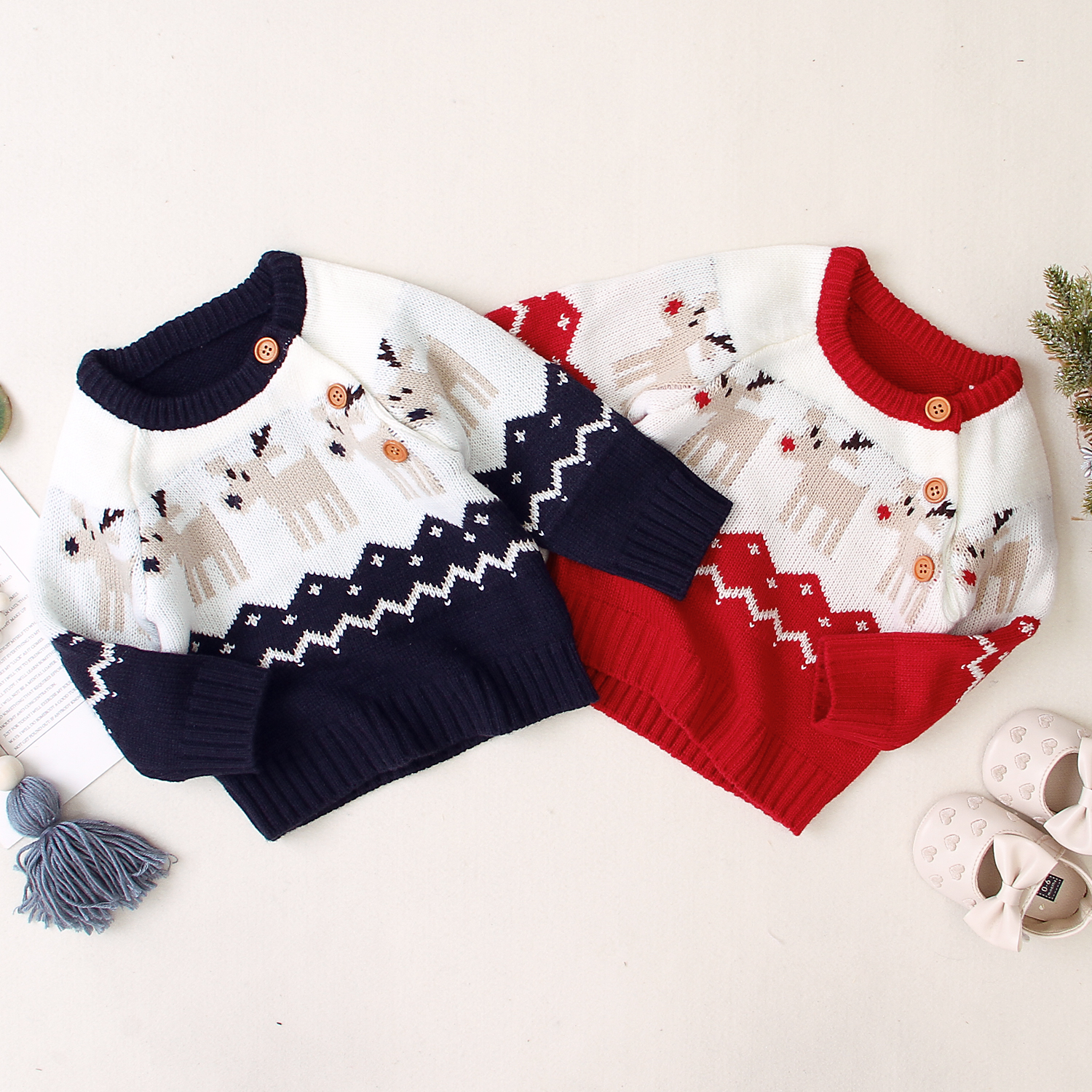 Ma&Baby 0-18M Christmas Newborn Infant Baby Boy Girl Knitted Sweaters Autumn Winter Warm Long Sleeve Deer Top Xmas Baby Clothing