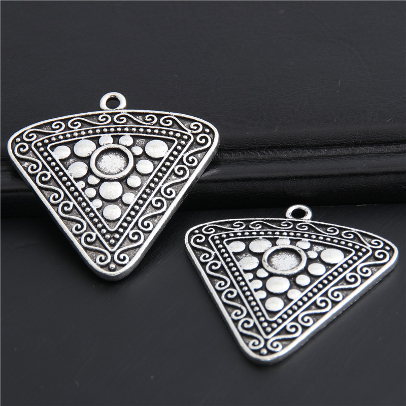5pcs Silver Color Lovely Triangle Charms For Women Pendant Making Jewelry Earing Accessories Handmade Crafts 35x37mm A3022