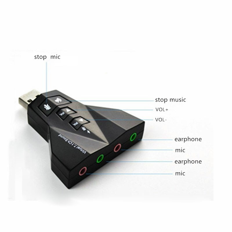 10pcs/lot Virtual 7.1 External Sound Card USB2.0 to Jack 3.5mm Earphone MIC For Mac Win Compter Android