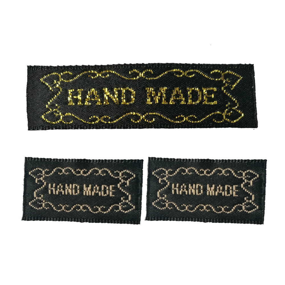 100Pcs/Lot Satin Handmade Clothing Labels For Garment Tags For Hat Shiny Gold Hand Made Label For Clothinghandwork Gift Tag