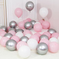 30pcs/lot Pink Latex Balloon Chrome Silver Chrome Metallic Wedding Bridal Shower Theme Party Air Helium Decor Balloons