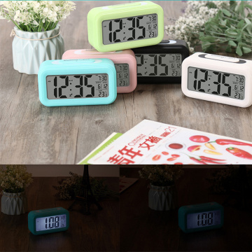 LED Digital Desk Clock Snooze Wake-up Alarm Clock Backlight Temperature Calendar Smart Table Clock Home Office Decor Dropship