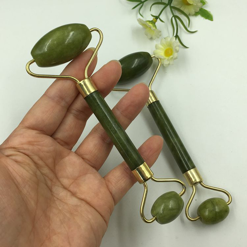Ice Roller Natural Jade Roller Face Massager Anti Swelling Facial Massage Tool Stone Face Thin Rollers Green Jade v Face Roller