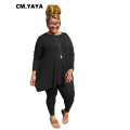 CM.YAYA Streetwear Plus Size L-5XL Sweatsuit Women's Set Tee Top Legging Pants Set Active Tracksuit Two Piece Fitness Outfit Set