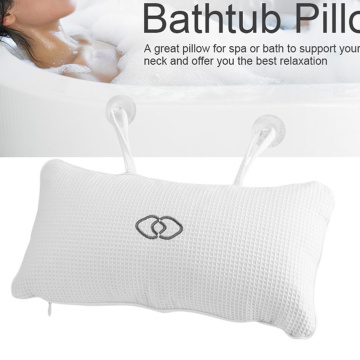 1Pc Useful Anti-slip Bathtub Pillow Spa Bath Cushion Head Neck Rest Relax Suction Cup With PVC Inside Bag