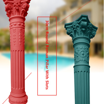 30cm /11.81in Best Quality Beautiful Round Concrete Roman Pillar Column Mold with Plain Screw &Slots Body Beak Leave &Flower