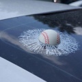 3D Ball Hits Car Window Glass Broken Sticker Car Creative Baseball Football Tennis Style Auto Window Windshield Decals