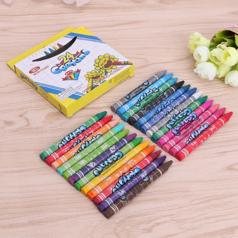 12 Colors Safety Student Drawing Crayons Set Colorful Kids Paint Stik Pen