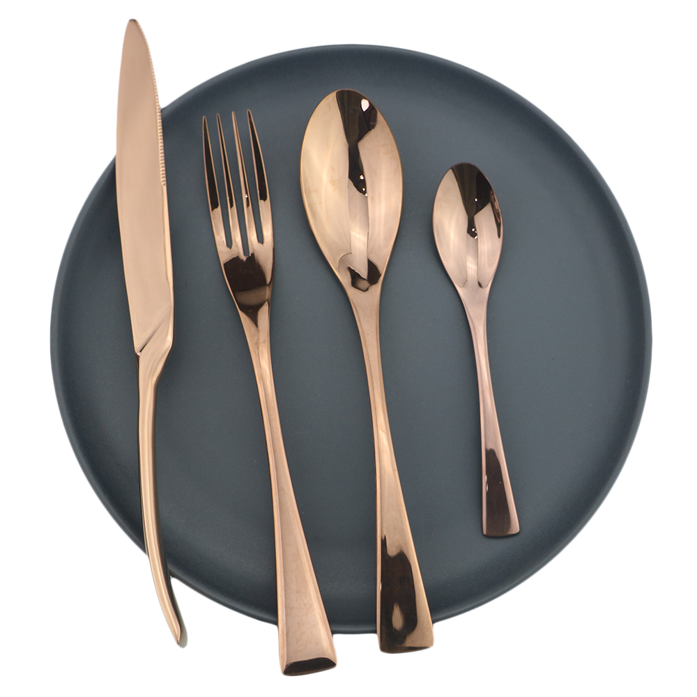 4Pcs/Set Rose Dinnerware Set Stainless Steel Cutlery Set Dinner Knife Fork Tea Spoon Tableware Set Home Kitchen Silverware Set