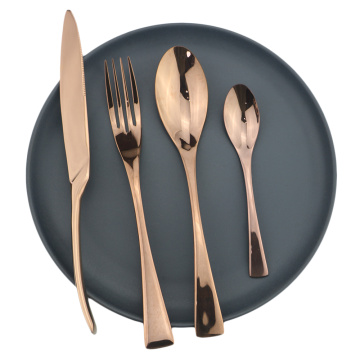 4Pcs/Set Rose Dinnerware Set Stainless Steel Cutlery Set Dinner Knife Fork Tea Spoon Tableware Set Home Kitchen Silverware Set