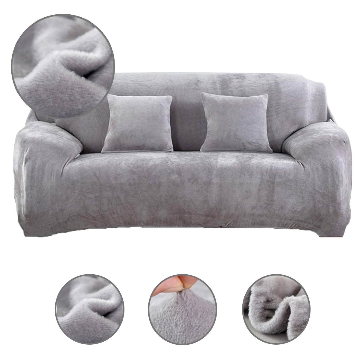 1/2/3 Seater Solid Color Plush Thicken Elastic Sofa Cover Living Room Universal Sectional Stretch Furniture Couch Slipcover