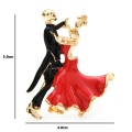 Wuli&baby Enamel Duet Dance Brooches Women Alloy Dancer Sports Casual Party Brooch Gifts