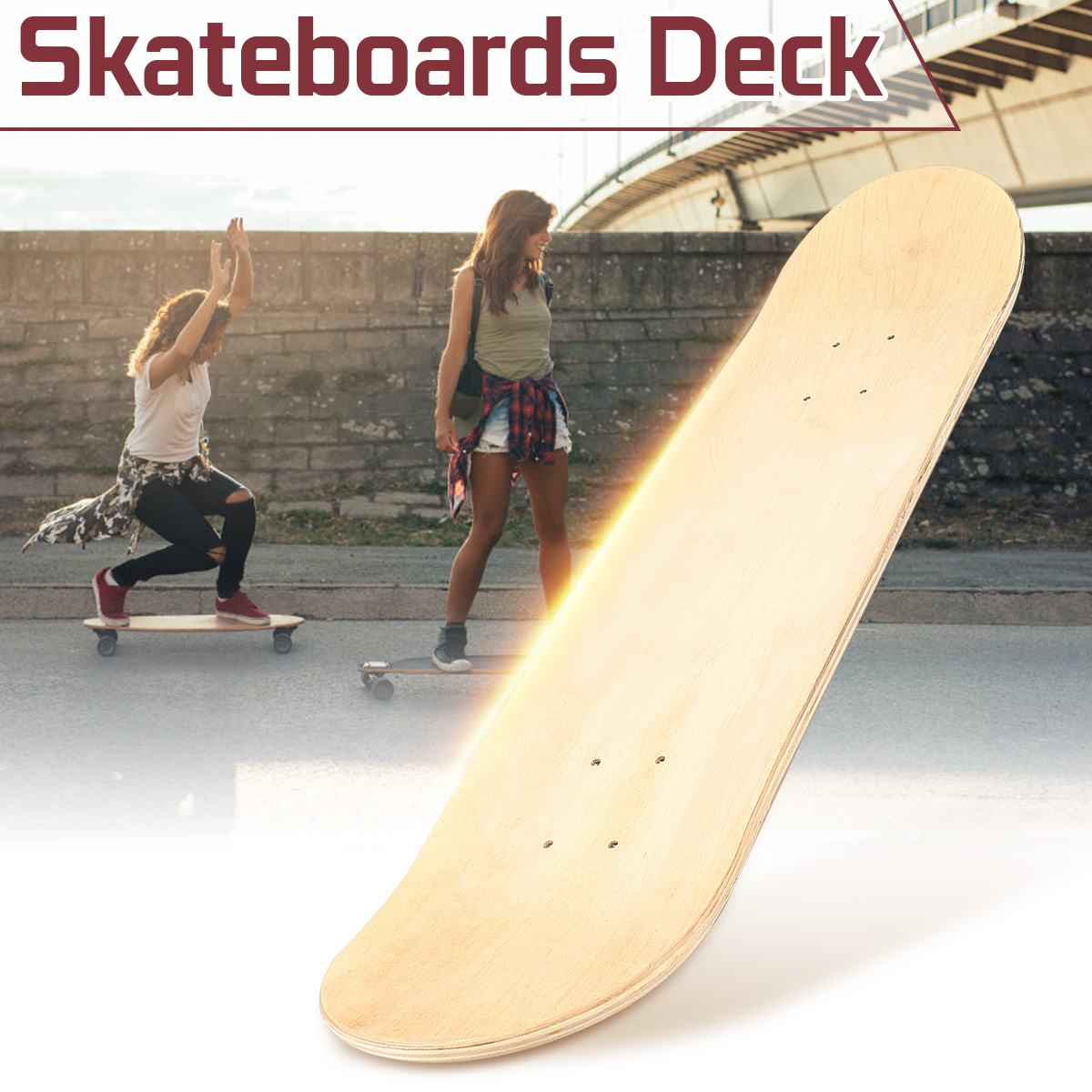 8inch Skateboards Natural Skate Deck Blank Board Skateboards Deck Wood Maple Long board Wood Maple Beginnner skate board