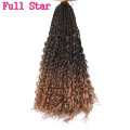 Full Star 22" Senegalese Twist Ombre Braiding Hair Curly Ends 80g Synthetic Hair Extensions Crochet Braids 20 strands/lot Black