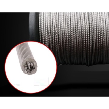 0.8--1.2MM 100--200M, 7X7 304 stainless steel wire rope with PVC coating softer fishing coated cable clothesline traction rope