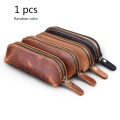 Handmade Genuine Leather Pencil Bag Vintage Cowhide Zipper Pen Case School Bag