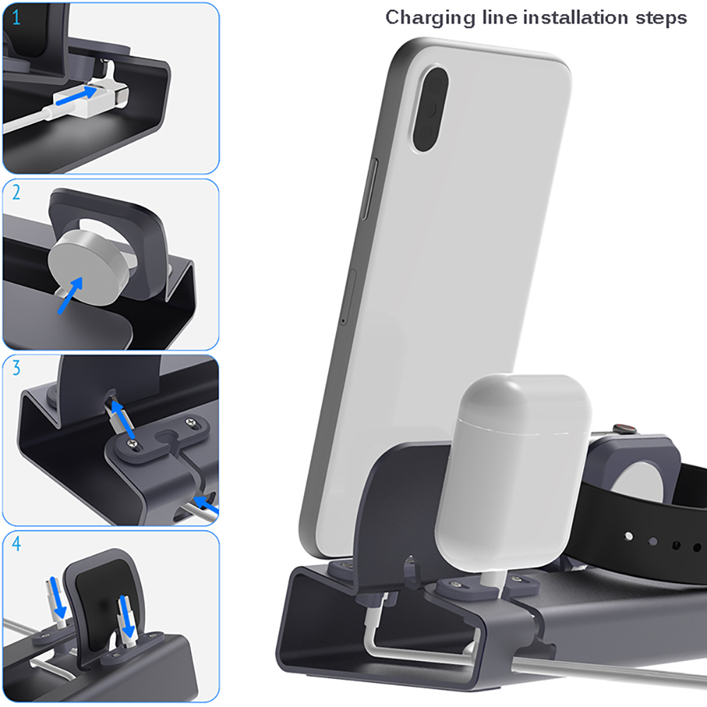 NEW Aluminum 3 in 1 Charging Dock For iPhone X XR XS Max 8 7 Apple Watch Charger Holder For iWatch Mount Stand Dock Station