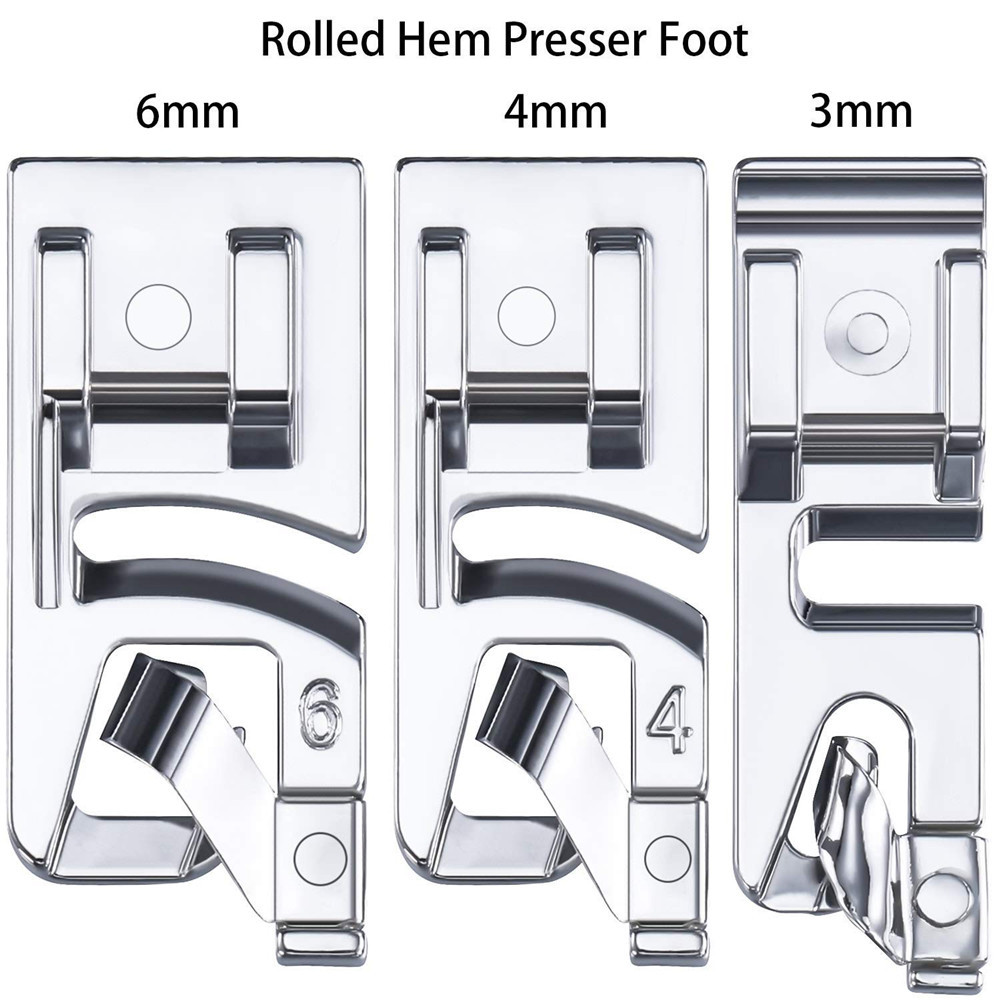 3PC Hot Sale Sewing Hem Domestic Sewing Machine Foot Presser Rolled Hem Feet Set for Brother Singer Sewing Accessories 1010