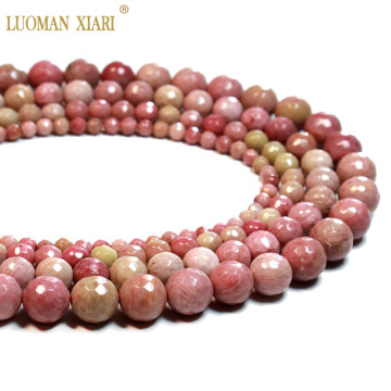 Wholesale 100% Natural Rhodochrosite Faceted Round Stone Beads For Jewelry Making DIY Necklace Bracelet 4/6/8/10mm Strand 16''