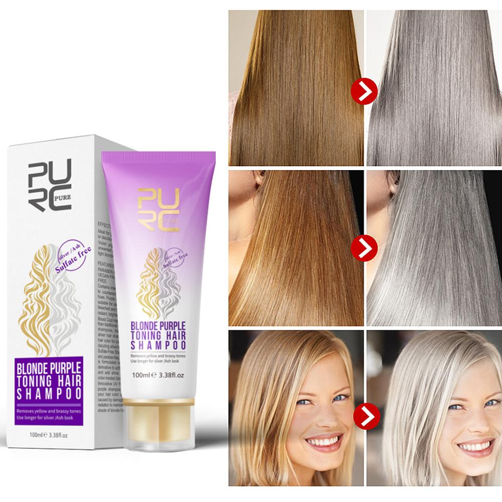 Purple Shampoo Removes Yellow Brassy Tones of Hair Neutralize Orange Green for Silver Ash look Salon Home