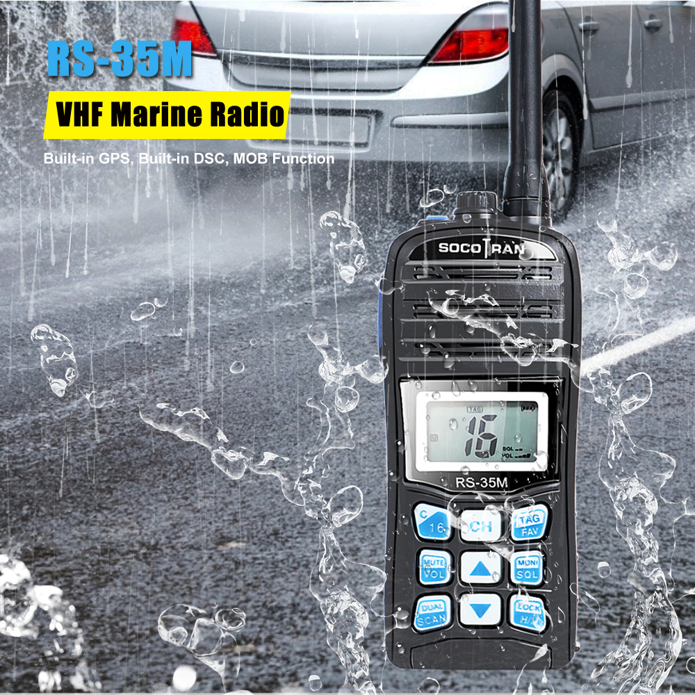 Waterproof IP67 VHF Ham Walkie Talkie Handheld Marine Two Way Radio LCD Display Dual Auto Scan Float Sea Radio Interphone RS-35M