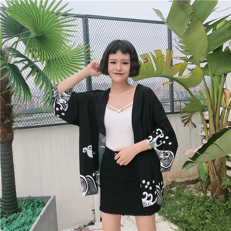 Kimono women summer 2019 geisha kimono cardigan female Japanese yukata harajuku Japanese culture clothing haori obi FF002