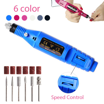 Pro Electric Nail Drill Bits Set Apparatus with 6 Bits Milling for Nail Gel Polish Remover Manicure Tool Nail Files Pen Pedicure