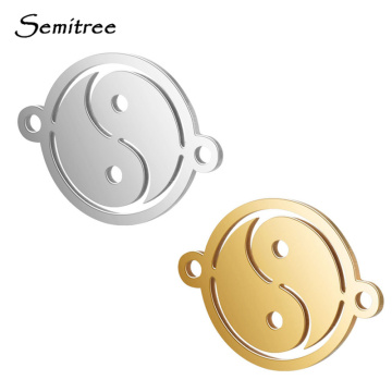 Semitree 5pcs Taoism Taichi Stainless Steel Bracelet Connectors DIY Necklace Charms Pendant Jewelry Making Handmade Accessories