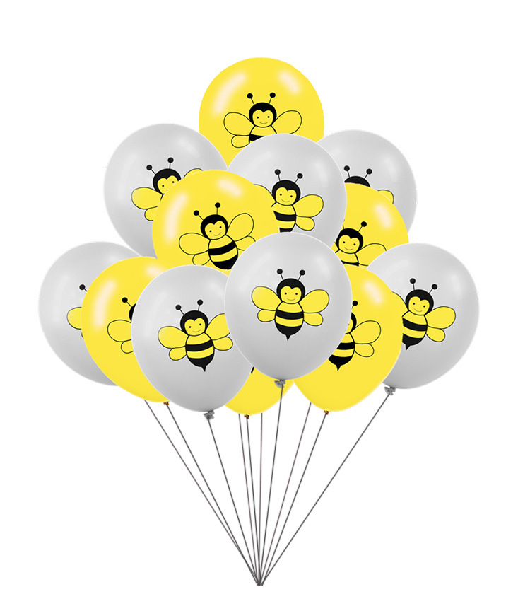 10/15pcs Gray Yellow 12inch Cute Animal Bee Latex Air Balloon For Wedding Birthday Party Baby Shower Decor Balloon Kids Toy Gift