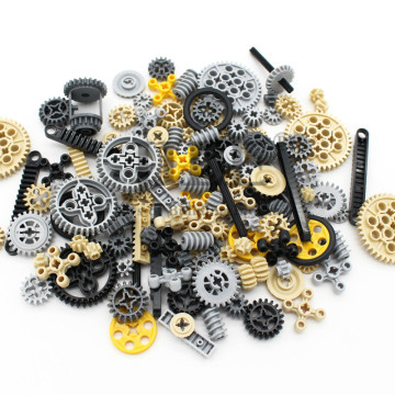 Moc Technic Wheel Gear Parts Set Bulk DIY Building Blocks Bricks Accessories Combination Mechanical with Cross Alxe Science Toys