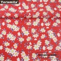 Teramila Cotton Poplin Fabric Red Fat Quarter Meter Textile Tissue Printed Lily Flowes Style Cloth Dress Shirt Quilting tecido