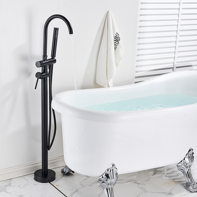 Black / Chrome / Golden / Floor Standing Bathtub Dragon Freestanding Bathtub Faucet With Hand Shower Floor Bathtub Tap Hot Cold