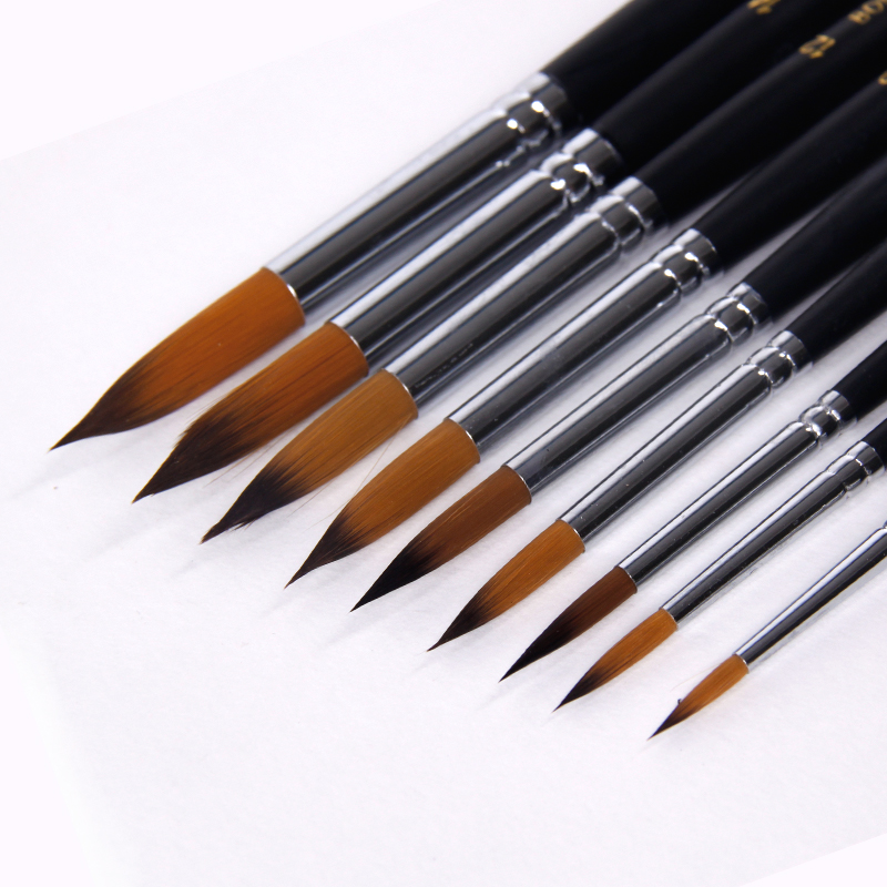 9pcs/set Nylon Oil Paint Brush Round Painting Brush For Watercolor Oil Acrylic Brush Pen Pincel Art Supplies