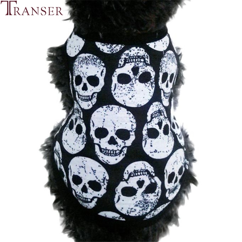 Transer Pet Dog Clothes For Small Dogs Skeleton Print Cat Dog Vest T-Shirt Black Pet Apparel 80118