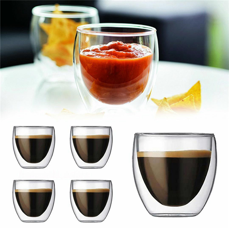 Heat-resistant Glass Cup Double Layer Cups 150-450ml 3 Size Double Wall Cup Coffee Tea Beer Insulated Mug Espresso Cup Wine Beer