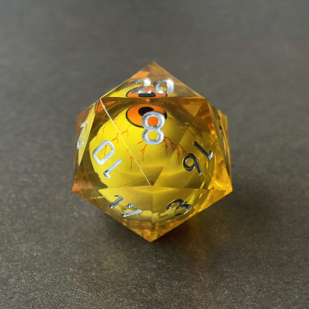 BESCON Sharp Edged Liquid Core Rolling Eyeball Dice - Razor Edge Polyhedral Dice with Rolling Eyeball Inside