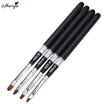 Monja No.2/4/6/8 Detachable Black Nail Art Patern Painting Brush Acrylic UV Gel Extension Builder Drawing Pen DIY Manicure Tool