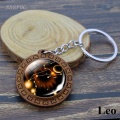 12 Zodiac Sign Keychain Astrology Jewelry Constellation Wood Art Key Chain Car Key Ring Christmas Gifts Wholesale