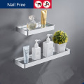 Bathroom Shelf Bath Shower Shelf Nail Free Glass Shelf Satin Bathroom Corner shelf 25-50CM Aluminum Kitchen Storage holder