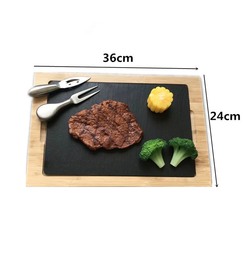 Hot Sale Western Natural Slate Dishes Solid Square Stone Sushi Steak Barbecue Plate Cheese Pizza Flat Fruit Plate Food Tea Tray