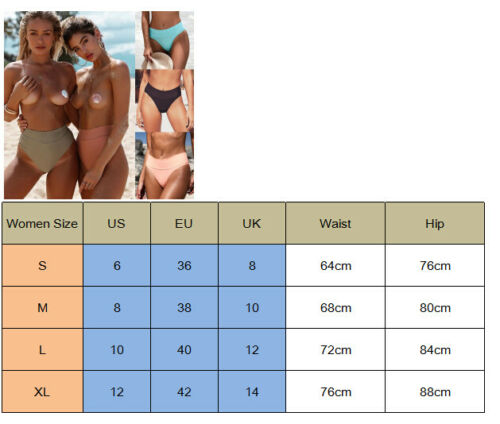 2019 Summer Sexy Women Bikini Thong Bottom Brazilian High Waist Solid Swimwear Beachwear Bathing S-XL