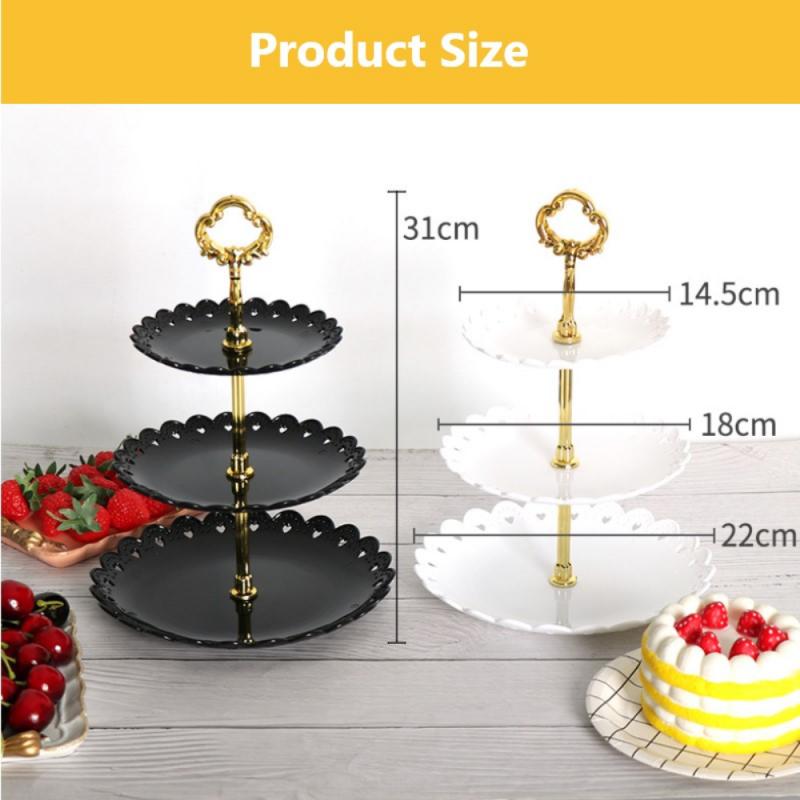 Delicate Three-layer Fruit Cake Plate Home Party Wedding Restaurant Dessert Candy Playe European Style Cupcake Serving Tableware