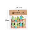 10 pcs/pack Cactus Wooden Clip Photo Paper Craft DIY Clips Binder with Hemp Rope