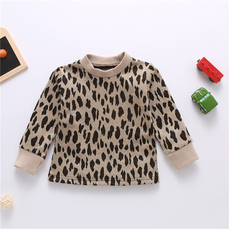 2020 Toddler Girl Clothes Baby Boy Leopard Sweatshirt Top Long Sleeve Pullovers Outwear Children Hoodies 0-5Y