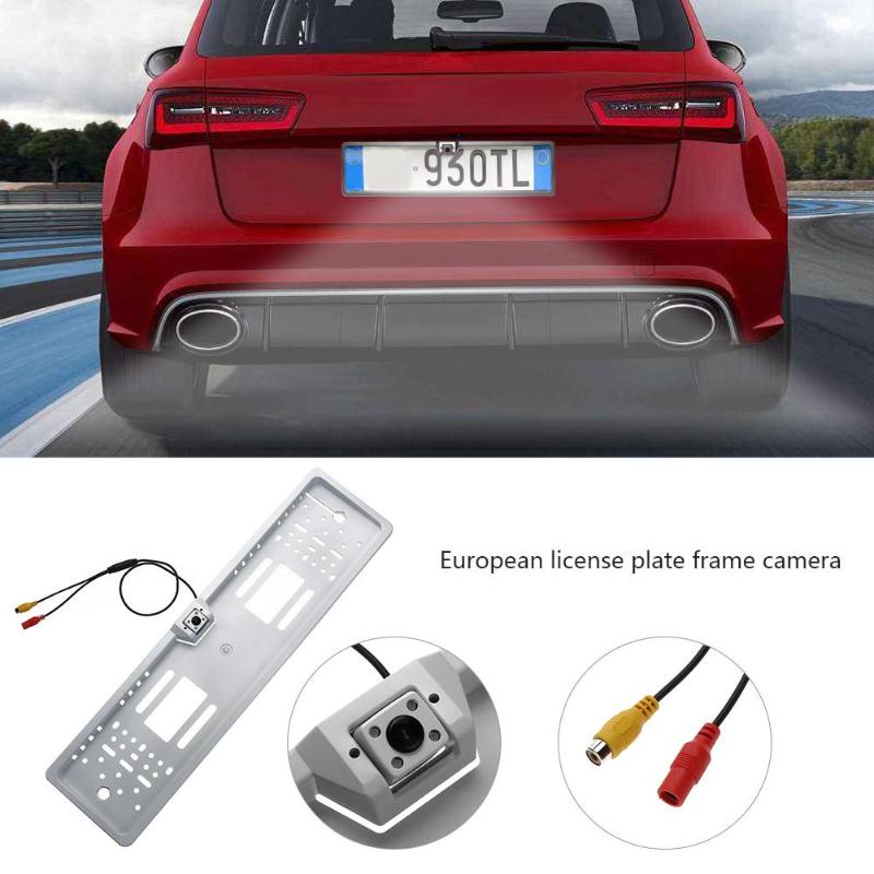 European Car License Plate Frame LED Backup Camera Automobiles Number Plate Holder Bracket Parking Rearview Cam Auto Accessoies