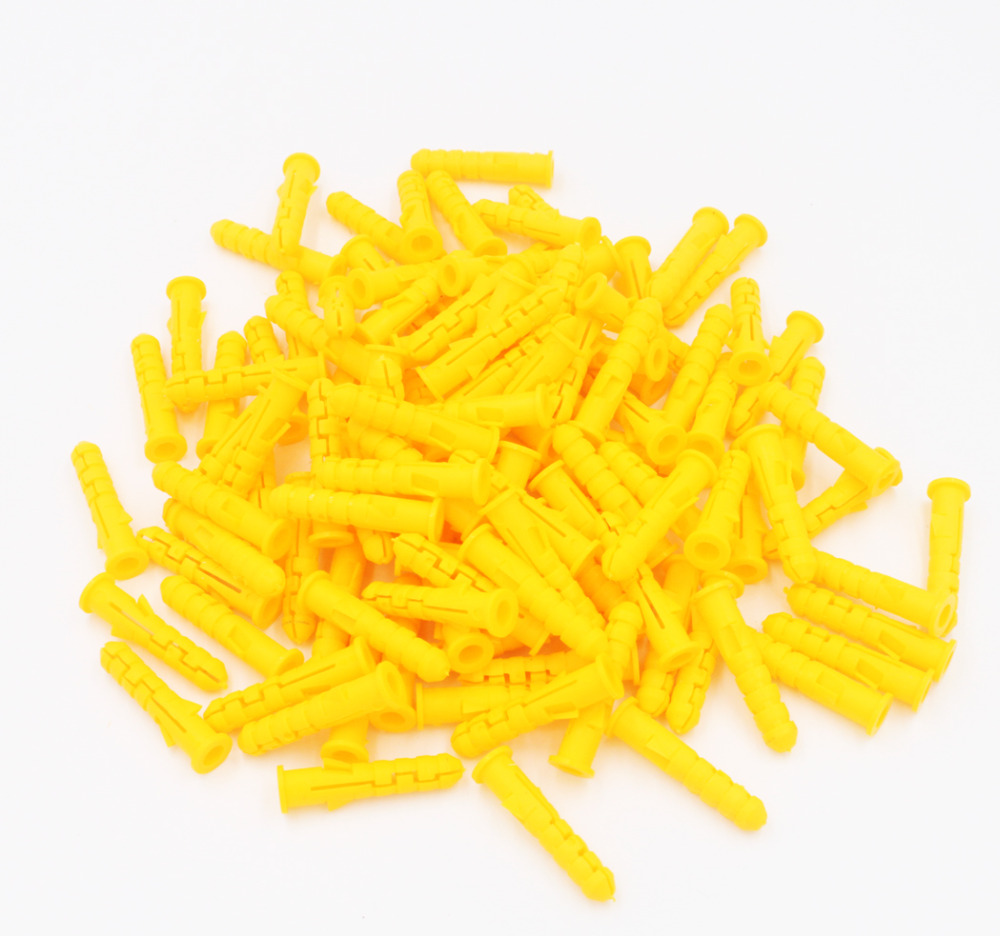 Ribbed Plastic Anchor Wall Plastic Expansion Pipe Tube Wall Plugs Yellow High Quality Wholesale 500pcs 6x30mm