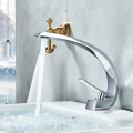 Quyanre Chrome Orange Basin Faucets Modern Bathroom Mixer Tap Brass Washbasin Faucet Single Handle Single Hole Elegant Crane Tap