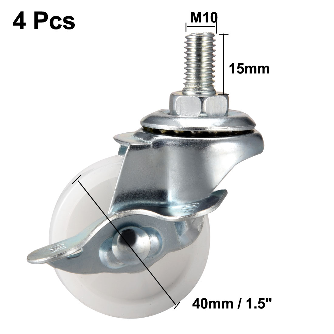 uxcell 2 Inch 1.5 Inch Swivel Caster Wheels PP 360 Degree Threaded Stem Caster Wheel with Brake no Brake 1.5in Combo 4pcs