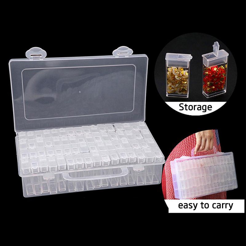 Storage Box 24/42/64/84/124 Slots Clear Plastic Box Storage Box for Jewelry Diamond Embroidery Craft Bead Pill Storage Tool