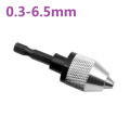 Hex Drill Bits Adapter Keyless Shaft Chuck Clamp 0.3-6.5mm Electric Motor Shaft Mini Chuck Fixture 1/4 \'\'Hex Shank Drill Chuck